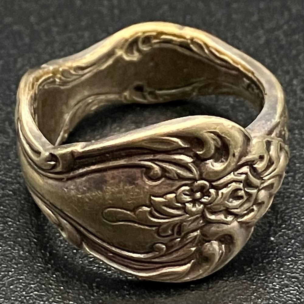 Spoon Ring Size 6 National Silverplate Art Nouveau Floral Handmade Statement